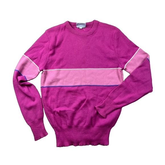 Meister Sweaters - Vintage Meister Sweater Women's Size Small New Wool Stripe Ski Pink Retro